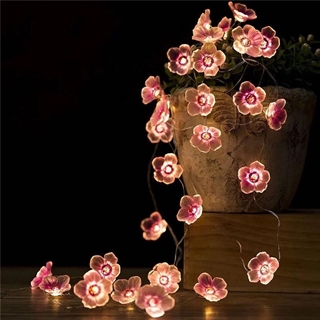 LED kobber lyskæde med kirsebærblomster - 3 m 30 lys